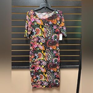LuLaRoe Julia Paisley Print Fitted Dress Short Sleeve Size S NWT